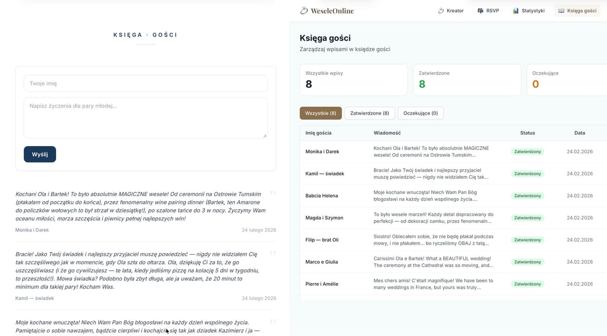 Księga gości i zdjęcia z wydarzenia