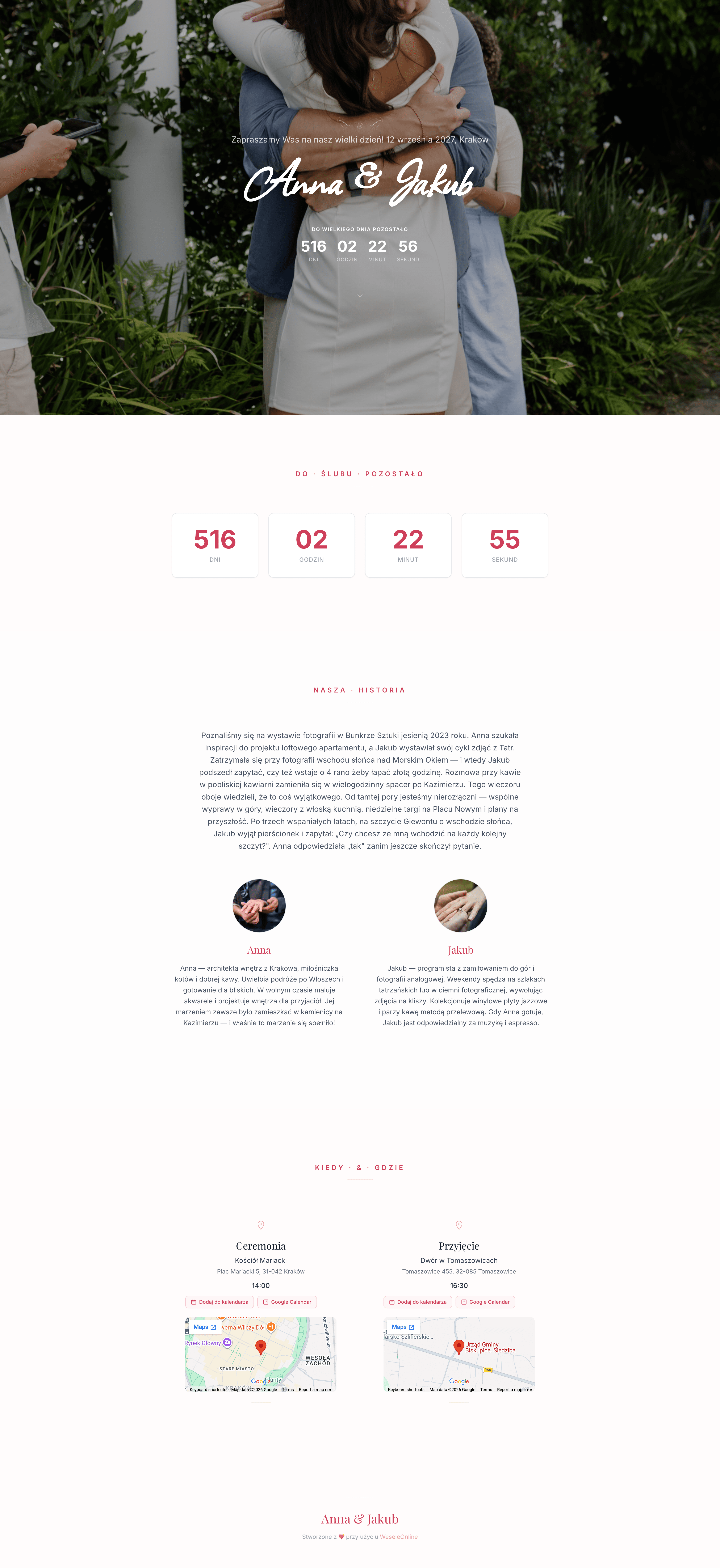 Strona weselna Anna & Jakub